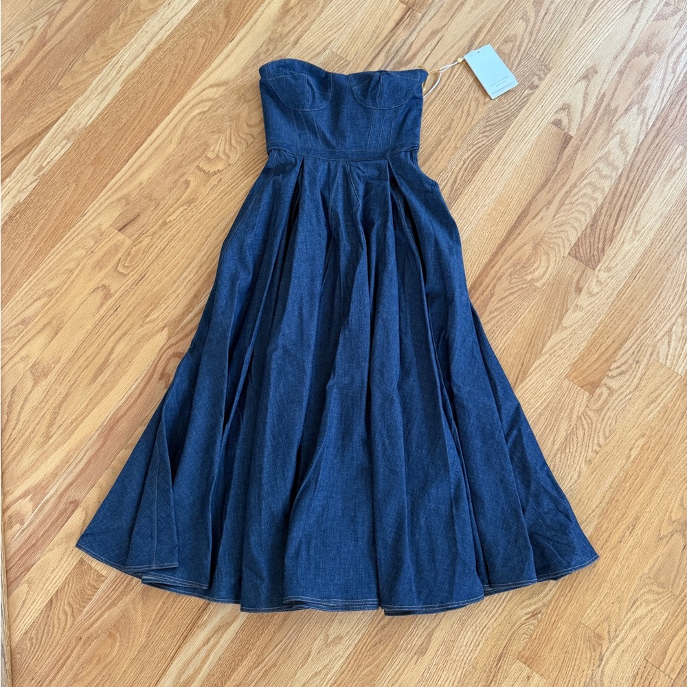Saiid Kobeisy Denim Strapless Dress